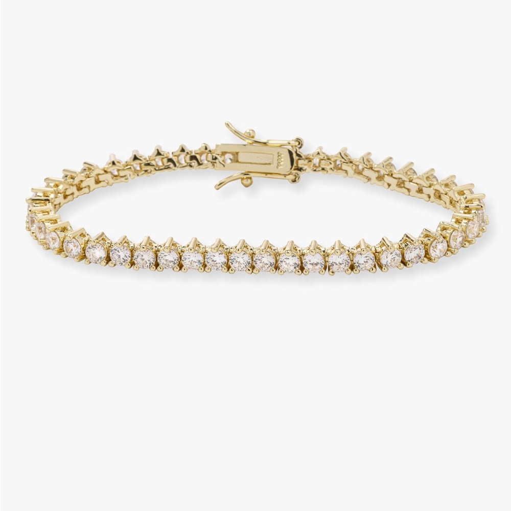 Melinda Maria Not Your Basic Tennis Bracelet - Gold|White Diamondettes.